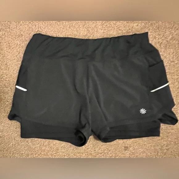 Athleta  2:1 Running Layered Athletic Black Shorts Size Small EUC - Picture 7 of 7